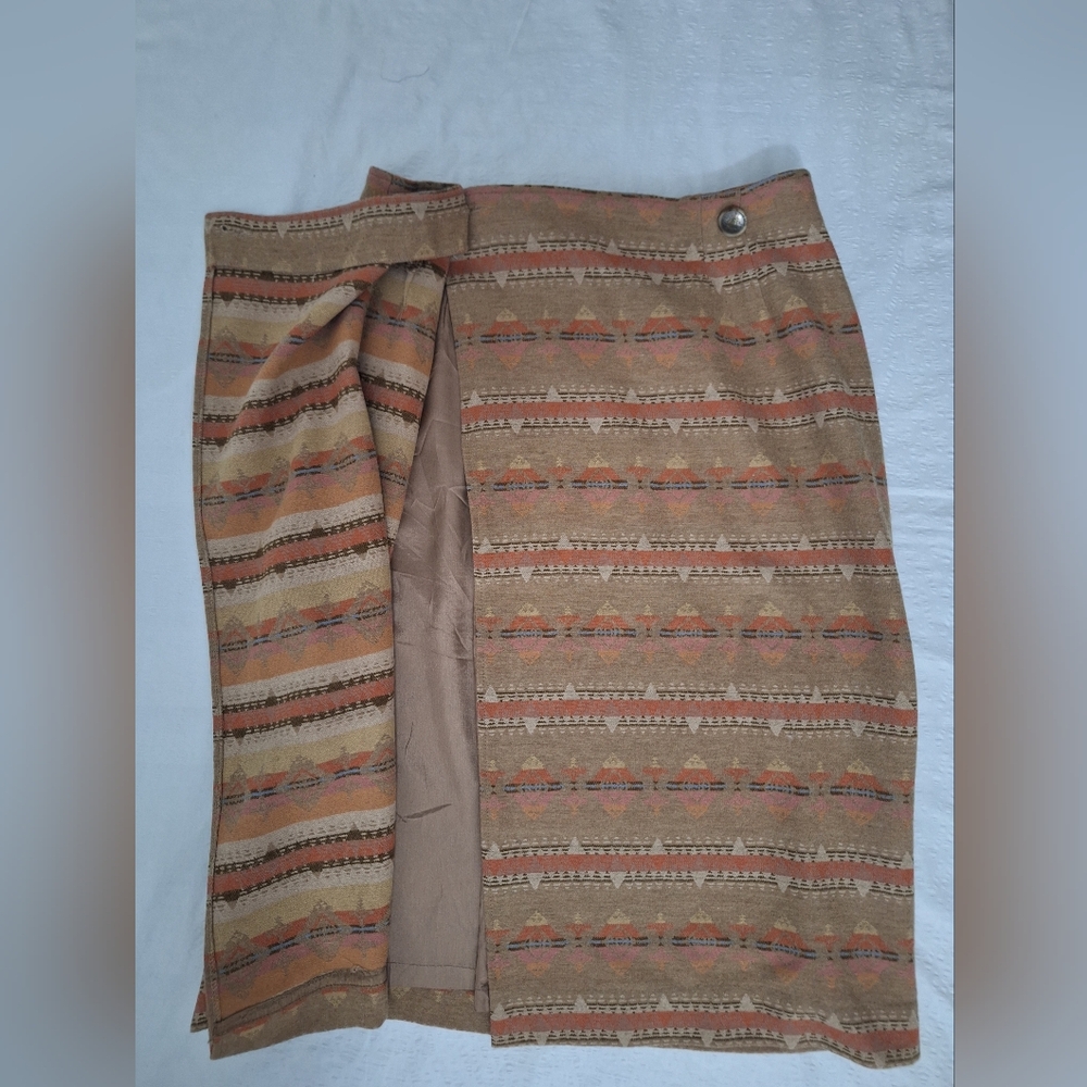 Pendleton Brown And Tan Patterned Midi Skirt - image 7